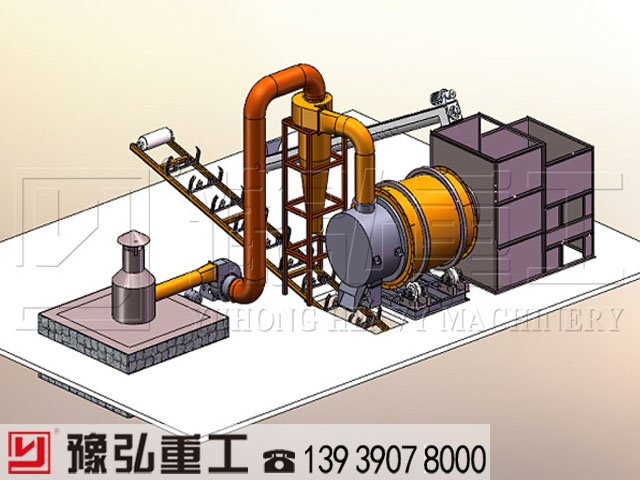 日產(chǎn)100T的沙子烘干機三維立體效果展示